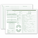 Record every detail of adult and primary dentition on this horizontal 2-sided form. Accurate charting and notes! Front features 1-32 numbering and a-t lettering, with a summary area for patient history. Back includes space for listing services and fees.