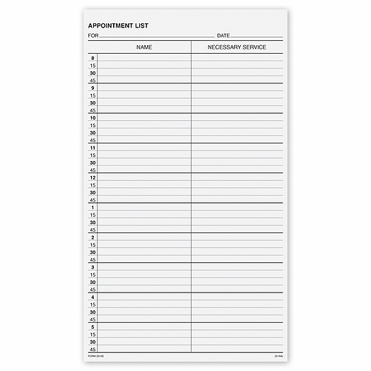 Appointment List-2 Column 15 Min 8-6