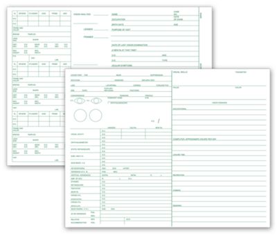 7 3/4 X 10 Optometry Vision Exam Analysis Records, 2 Side