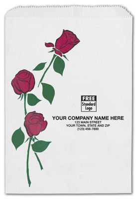 Roses Paper Bags, 6 1/4 x 9 1/4