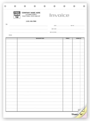 8 1/2 x 11 Contractor Invoice – Itemized Invoice for Large Jobs