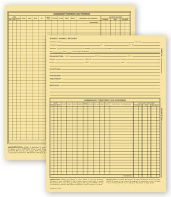 Vet Animal Exam Records, With Account Record, Letter Size