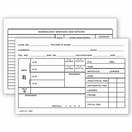 Optometry Rx Record Card, Two - Sided, 4  x 6 - Office and Business Supplies Online - Ipayo.com