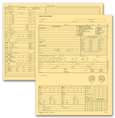 8 1/4 x 10 3/4 Optometry Exam Record Form, Letter Style, Buff