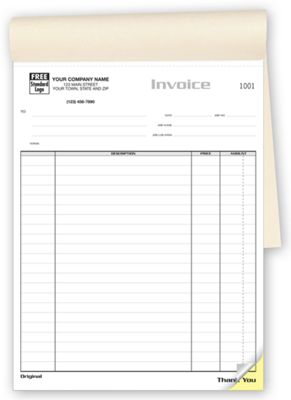 8 1/2 x 11 Job Invoices – Classic Large Booked