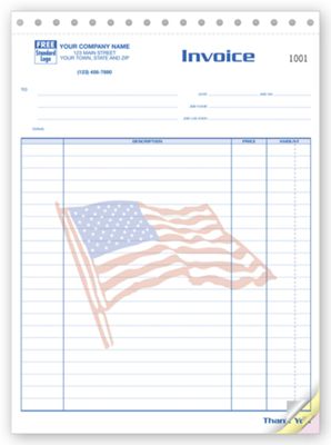 8 1/2 x 11 Job Invoices – Large Patriotic
