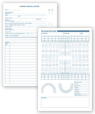 5 1/2 X 8 1/2 Dental Re – Examination Records, White Ledger