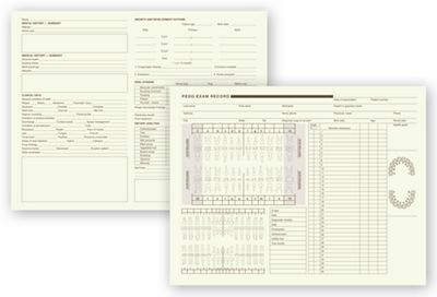 11 X 8 1/2 Dental Pedodontic Exam Records, Green Ledger