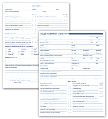 Dental Child Registration and History Forms, 2 Sided, Green - Office and Business Supplies Online - Ipayo.com
