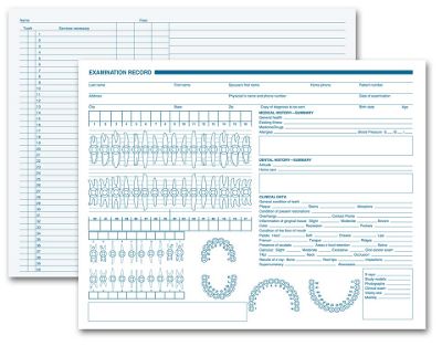 11 X 8 1/2 Dental Exam Record, Primary Arch & Geometric Diagrams