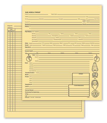 Record Form, Ear Nose and Throat,  Folder Style 5 x 8