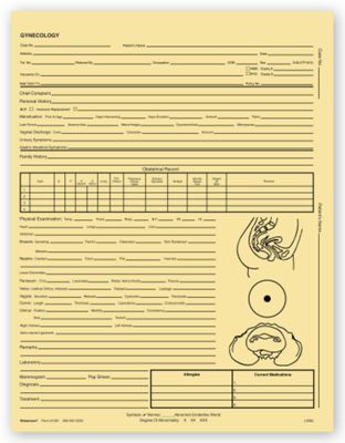 8 1/4 x 10 3/4 Gynecology Exam Records, Two – Sided, Letter Style, Buff