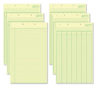 8 1/2 x 14 Green Columnar Work Sheets