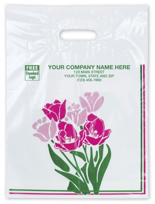 Floral Plastic Bags, 11 x 15