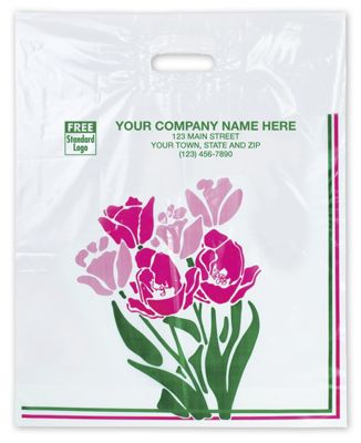 Floral Plastic Bags, 15 x 4 x 18
