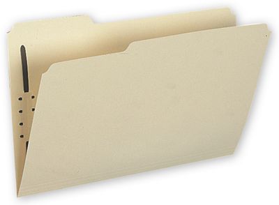 9 1/2 x 14 3/4 Top Tab Folders, Manila, 15 pt, One Fastener