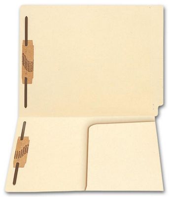 End Tab Half Pocket Manila Folder, 11 pt, Two Fastener