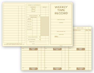 Pocket Size Weekly Time Cards - Office and Business Supplies Online - Ipayo.com