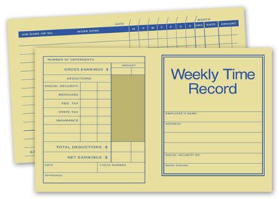 7 x 4 1/4 Pocket Size Weekly Time Records