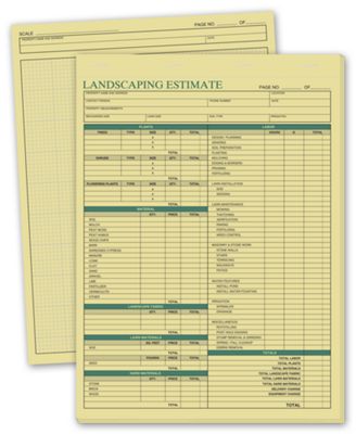 8 1/2 x 11 Landscaping Estimate Forms