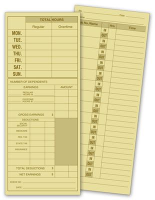 3 1/2 X 8 1/2  Daily Job Time Card - Office and Business Supplies Online - Ipayo.com