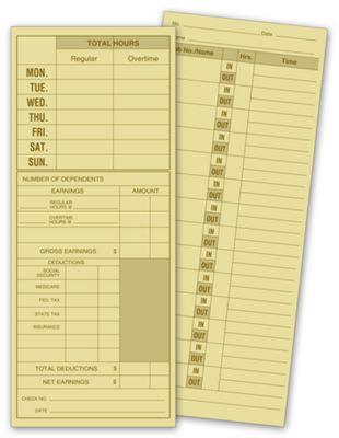 3 1/2 X 8 1/2  Daily Job Time Card