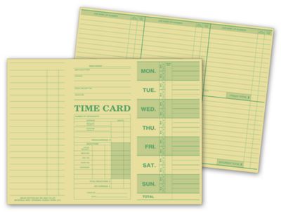 10 3/8 x 7 3/4 Weekly Time Card, Tag Stock