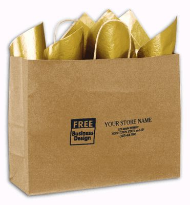 Kraft Paper Shoppers Vogue, 16 x 6 x 12 1/2