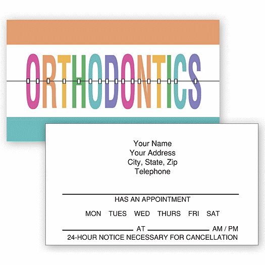 Orthodontic Appointment or Business Cards, Imprinted - Office and Business Supplies Online - Ipayo.com