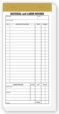 Compact Material & Labor Records - Office and Business Supplies Online - Ipayo.com