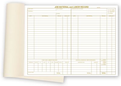 11 x 8 1/2 Material & Labor Records, Padded