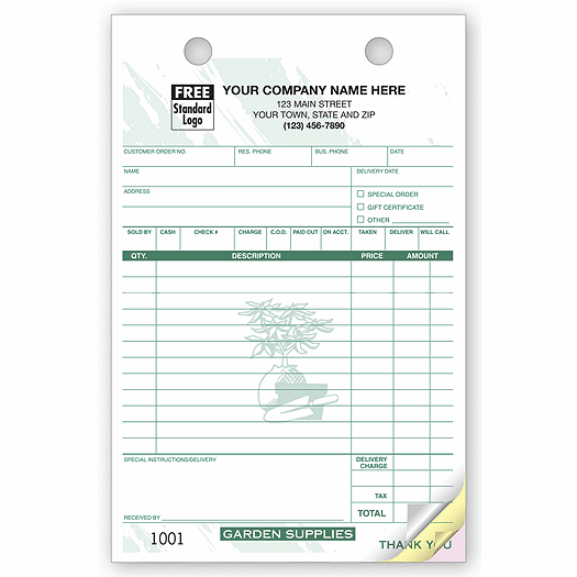 Garden Supply Register Forms - Large