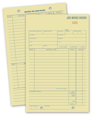 Job Work Order Cards, Padded