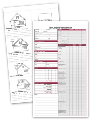 Vinyl Siding Work Sheet - Office and Business Supplies Online - Ipayo.com