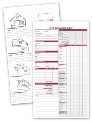 Vinyl Siding Work Sheet