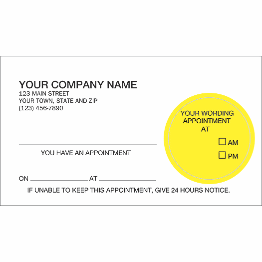 Peel and Stick Appointment Card, Imprinted