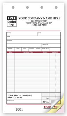 Sales Slips - Image with Special Wording