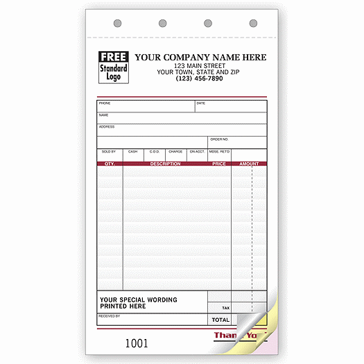 Sales Slips - Image with Special Wording