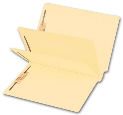 9 1/2 X 12 1/4 End Tab Double Divider Manila Folder, 14 pt, Multi-Fastener