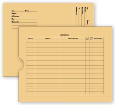 X - Ray File Pocket Envelopes, 32 lb. Kraft, Pre-Printed