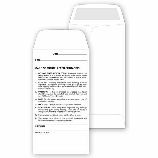 Dental Post Operative Instructions Envelope - Office and Business Supplies Online - Ipayo.com