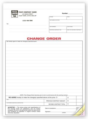 8 1/2 x 11 Change Orders – Classic Carbonless