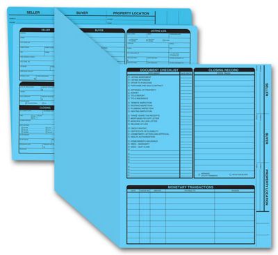 11 3/4 x 9 5/8 Real Estate Folder, Right Panel List, Letter Size, Blue