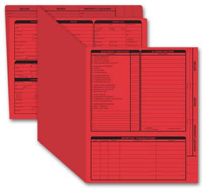 11 3/4 x 9 5/8 Real Estate Folder, Right Panel List, Letter Size, Red