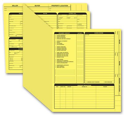 11 3/4 x 9 5/8 Real Estate Folder, Right Panel List, Letter Size, Yellow