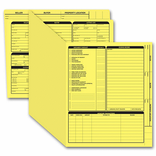 Real Estate Folder, Right Panel List, Letter Size, Yellow - Office and Business Supplies Online - Ipayo.com