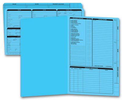 14 3/4 x 9 3/4 Real Estate Folder, Right Panel List, Legal Size, Blue