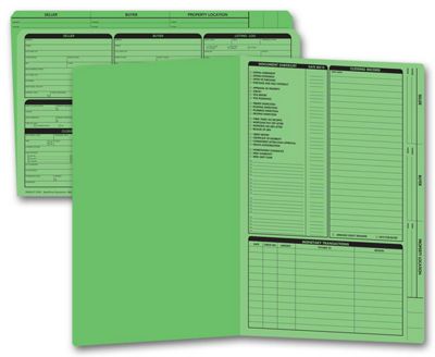 14 3/4 x 9 3/4 Real Estate Folder, Right Panel List, Legal Size, Green