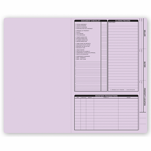 Real Estate Folder, Right Panel List, Legal Size, Lavender - Office and Business Supplies Online - Ipayo.com