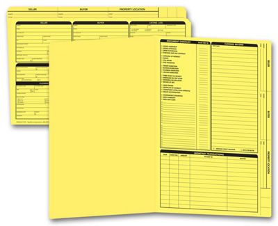 14 3/4 x 9 3/4 Real Estate Folder, Right Panel List, Legal Size, Yellow